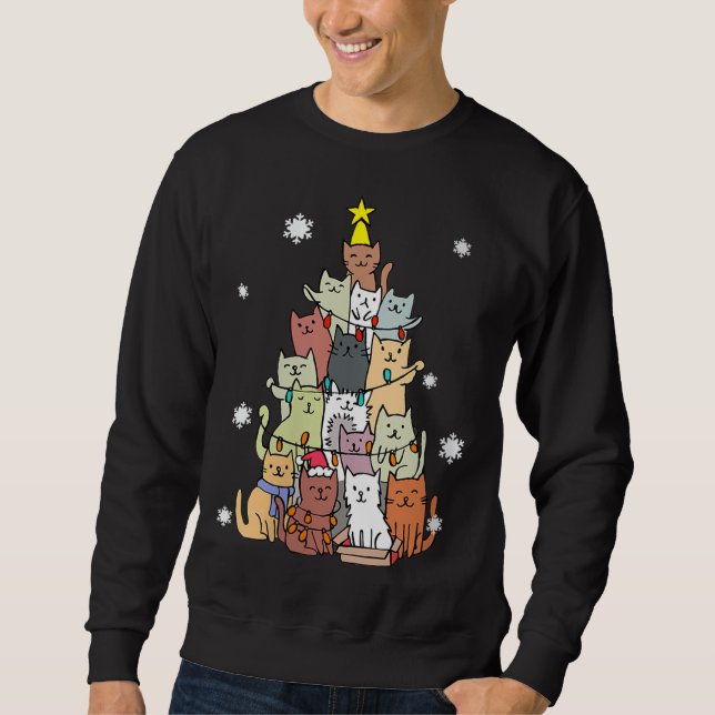 Sudadera Navidades feos sudan un árbol de gatos - Gracioso  (Anverso)