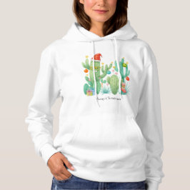 Sudadera Navidades festivos Cactus con Santa Hat y Ornament