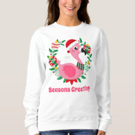 Sudadera navidades festivos flamingo rosa agregar texto