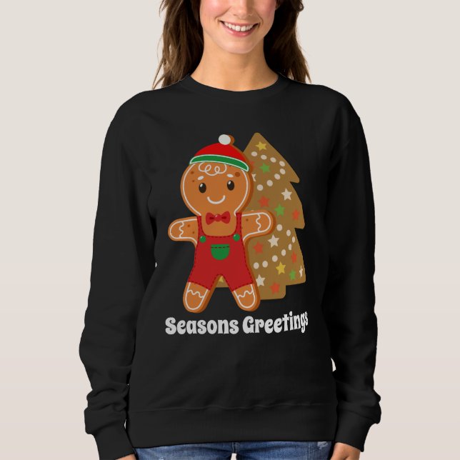 Sudadera Navidades festivos pan de jengibre agregar texto (Anverso)