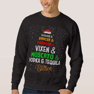 Sudadera Navidades Fiesta de nombres de renos con alcohol