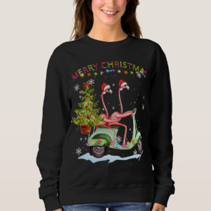 Sudadera Navidades Flamingo Motorcycle Xmas Luces Merry Ch