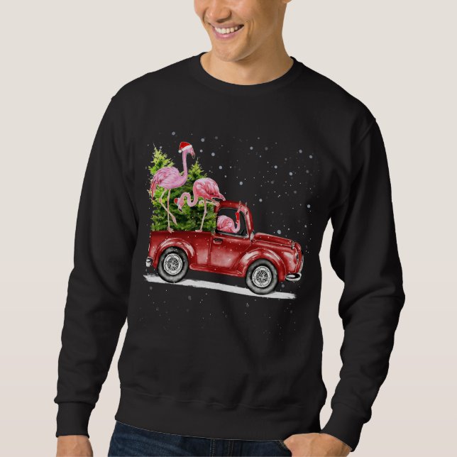 Sudadera Navidades Flamingo Santa Reindeer Red Truck Xmas P (Anverso)