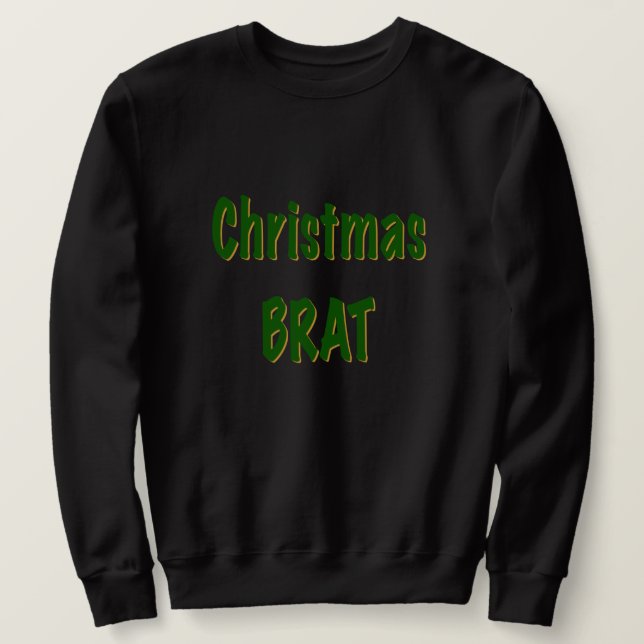 Sudadera Navidades Forestales Green Gold Brat On Black (Anverso del diseño)