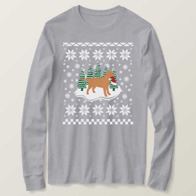 Sudadera Navidades Fox Red Labrador Evergreen Snowflakes (Anverso del diseño)