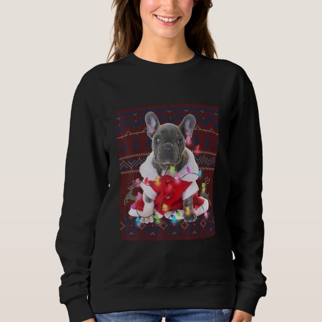 Sudadera Navidades franceses del Bulldog iluminan a Perro s (Anverso)