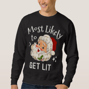 Sudadera Navidades Funny Bebiendo Cute Santa Face Holiday