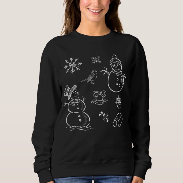 Sudadera Navidades garabatean a Snowman con una mezcla dive (Anverso)