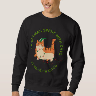 Sudadera Navidades gastados con gatos nunca es desperdiciar