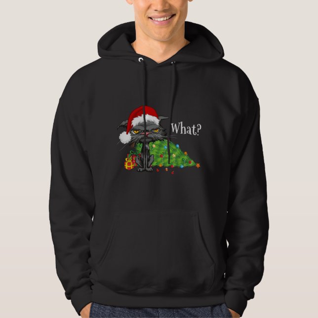 Sudadera Navidades Gato qué Navidades de Sombrero Santa Bor (Anverso)