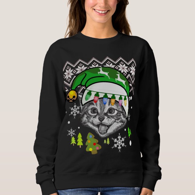 Sudadera Navidades gato reno con copas de nieve (Anverso)
