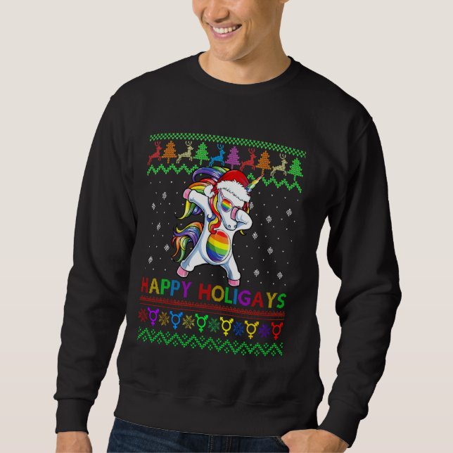 Sudadera Navidades gays endulzan felices holigayos Rainbow  (Anverso)