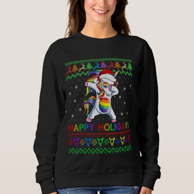 Sudadera Navidades gays endulzan felices holigayos Rainbow  (Anverso)