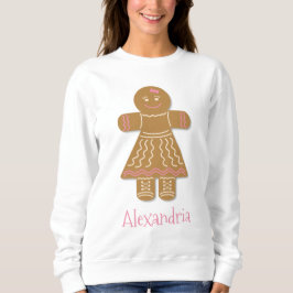 Sudadera Navidades Gingerbread Chica Rosa Añadir su Nombre