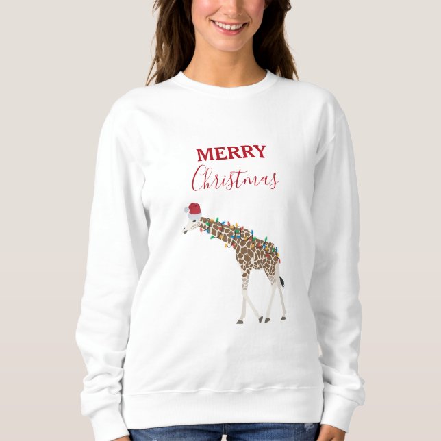 Sudadera Navidades Giraffe divertidos animales con Santa Ha (Anverso)