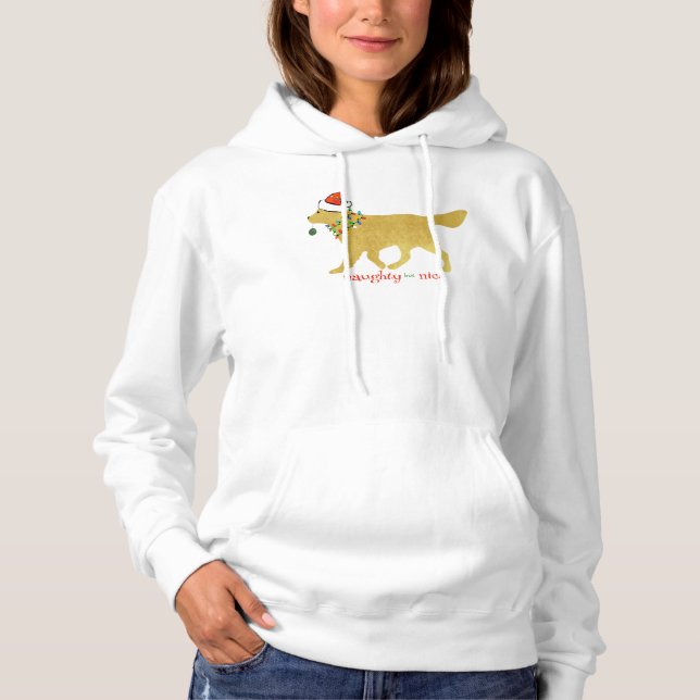 Sudadera Navidades Golden Retriever Naugher pero agradable (Anverso)
