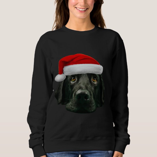 Sudadera Navidades graciosos de Black Lab Cute Santa Hat Im (Anverso)