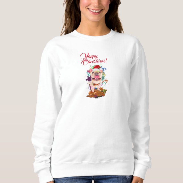 Sudadera Navidades graciosos de Cute Frenchie Dog Yappy (Anverso)