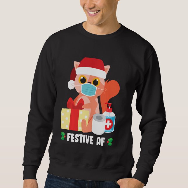 Sudadera Navidades graciosos de la máscara facial de un gat (Anverso)