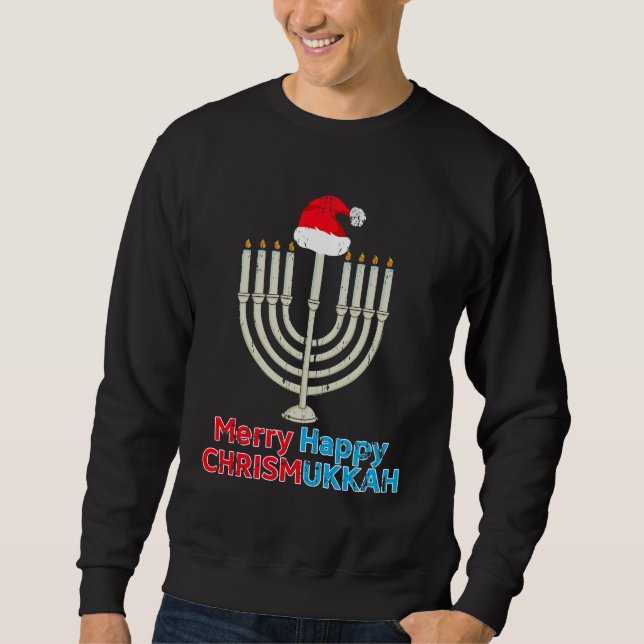 Sudadera  Navidades Hanukkah Menorah Santa Xmas (Anverso)