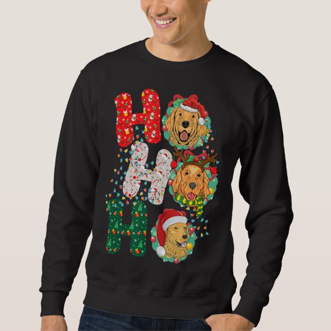 Sudadera Navidades Ho Ho Ho Ho Ho Golden Retriever Mascota  (Anverso)