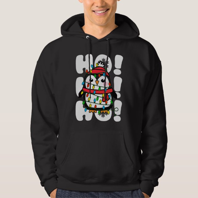 Sudadera Navidades Ho Ho Ho Ho iluminan el pingüino (Anverso)