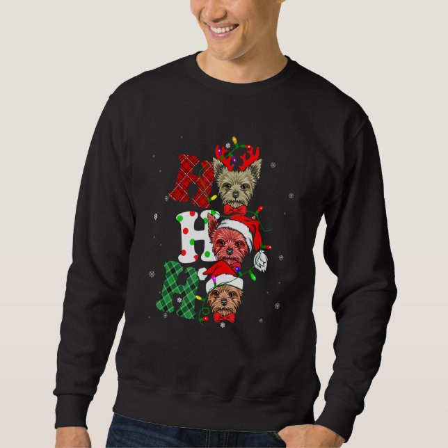 Sudadera Navidades Ho Ho Ho Ho Yorkshire Terrier Dog Funny  (Anverso)