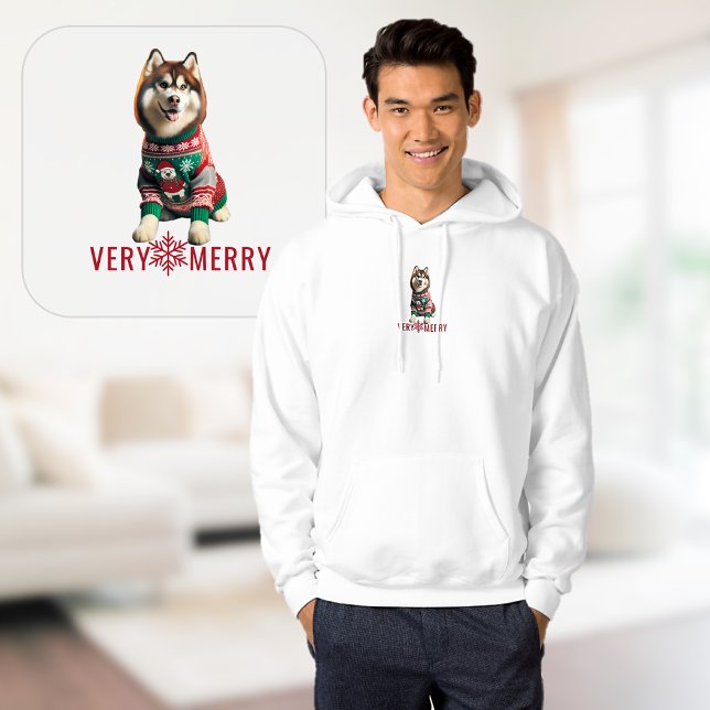 Sudadera Navidades Holiday Husky Personalizado Textos (Christmas Holiday Husky Custom Text Hoodie)