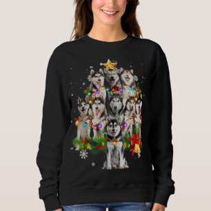 Sudadera Navidades Husky Siberiano Árbol de Perro enciende