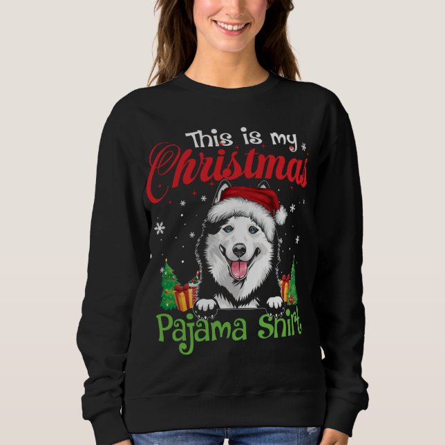 Sudadera Navidades Husky Siberianos Pajama Divertido Perro  (Anverso)