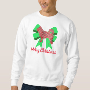 Sudadera Navidades Husky Silhouette Red Dog & Green Bow