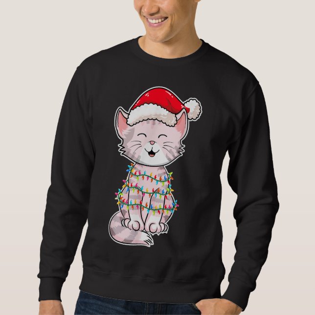 Sudadera Navidades iluminan a gato con Gorra de Navidad - G (Anverso)