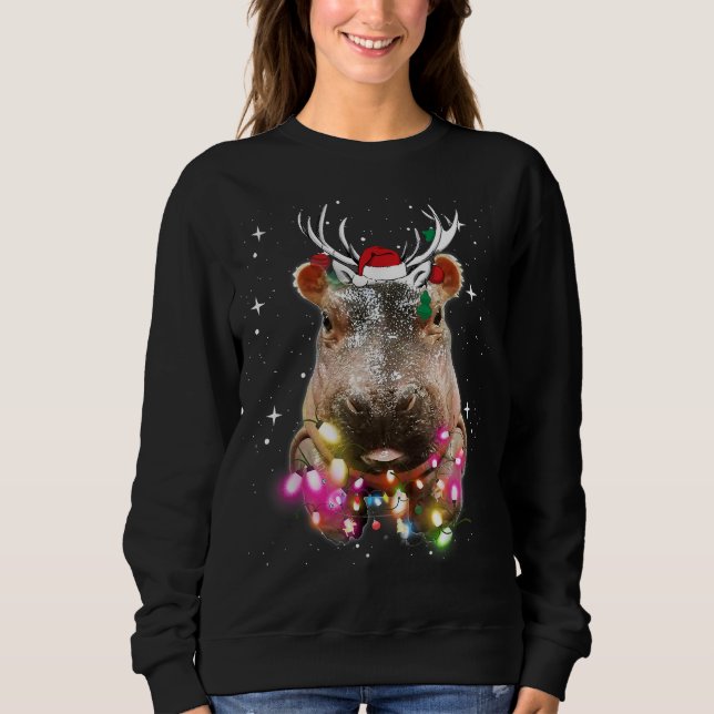 Sudadera Navidades Iluminan Hippo Fiona Hippopótamo Lover (Anverso)