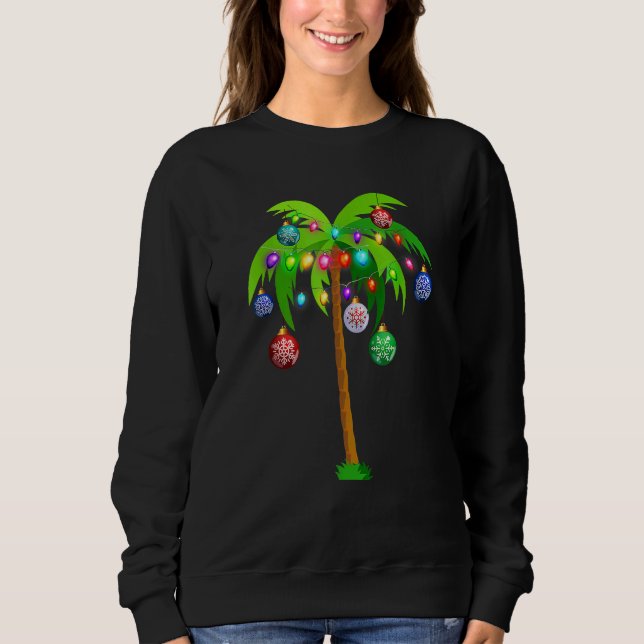 Sudadera Navidades iluminan Palm Tree Hawaii Beach Tropical (Anverso)