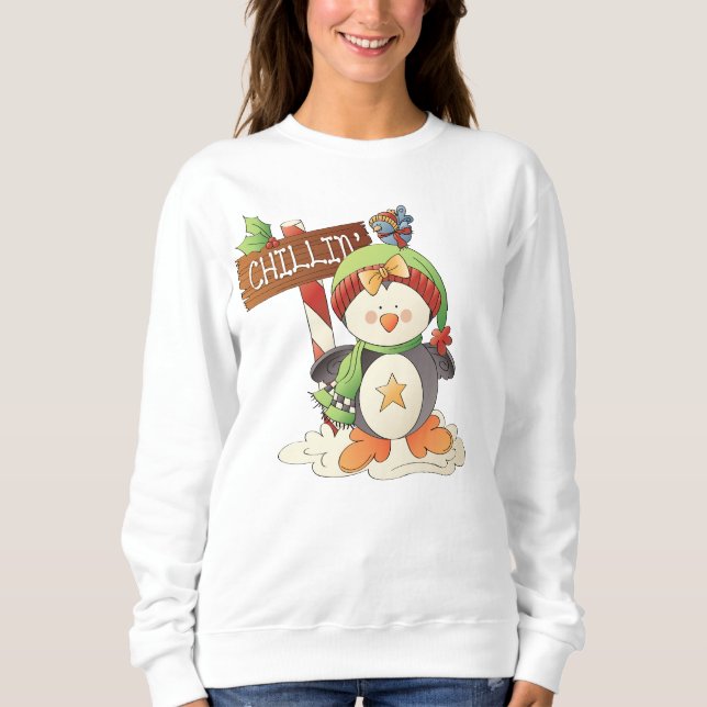 Sudadera Navidades invierno Mujeres pingüinas (Anverso)