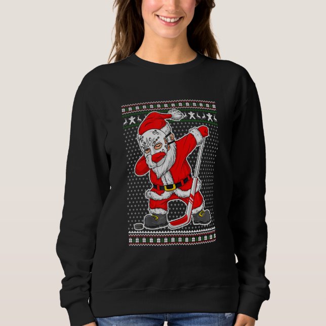 Sudadera Navidades Jugador de Hockey Santa Dabbing Niños Da (Anverso)