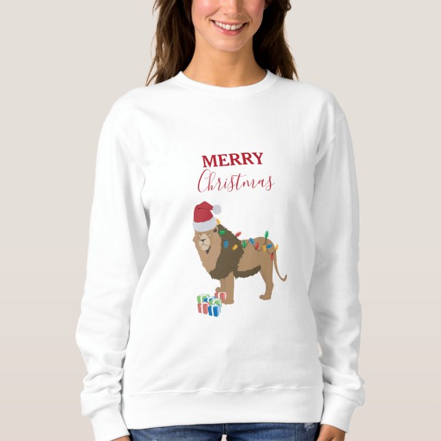 Sudadera Navidades leen divertidos animales con Santa Hat (Anverso)