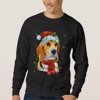 Sudadera Navidades Luces Beagle Dog Santa Hat Scarf