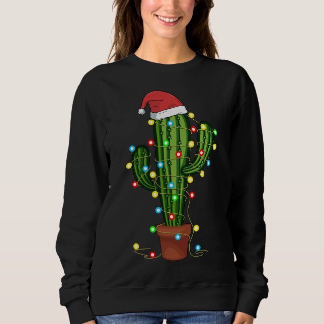 Sudadera Navidades Luces Cactus Lover Gracioso Regalo de Na (Anverso)
