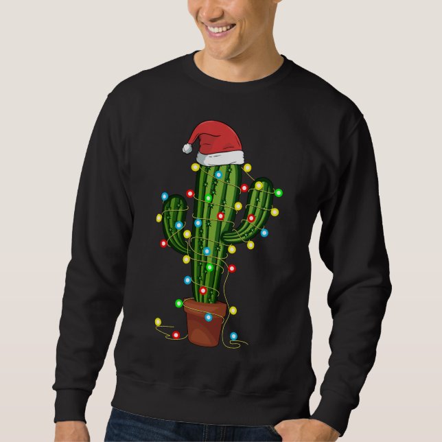 Sudadera Navidades Luces Cactus Lover Gracioso Regalo de Na (Anverso)