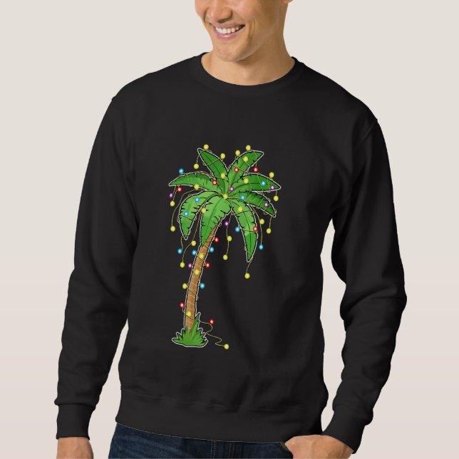 Sudadera Navidades Luces Palm Tree Beach Funny Tropical Xm (Anverso)