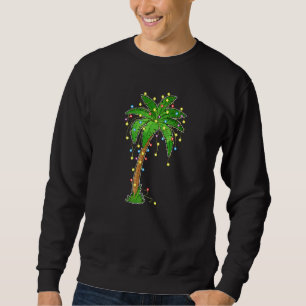 Sudadera Navidades Luces Palm Tree Beach Funny Tropical Xm