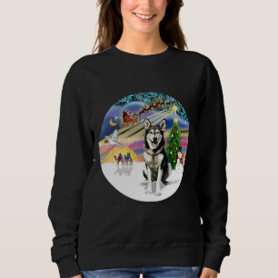 Sudadera Navidades Magia Con Un Husky Alaska
