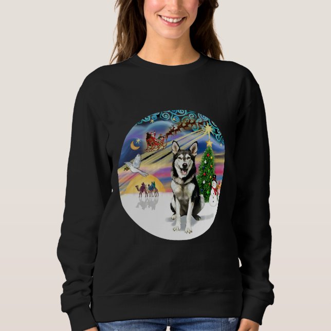 Sudadera Navidades Magia Con Un Husky Alaska (Anverso)