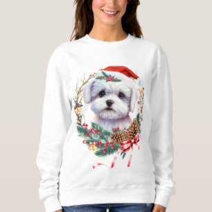 Sudadera Navidades malteses de cachorro, Navidad Perro malt