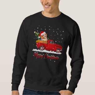 Sudadera Navidades malteses de perros montando camiones roj