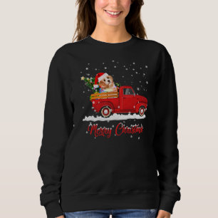 Sudadera Navidades malteses de perros montando camiones roj