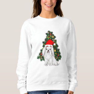 Sudadera Navidades malteses, Navidad Perro maltés con sombr