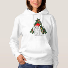 Sudadera Navidades malteses, Navidad Perro maltés con sombr