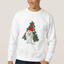 Sudadera Navidades malteses, Navidad Perro maltés con sombr